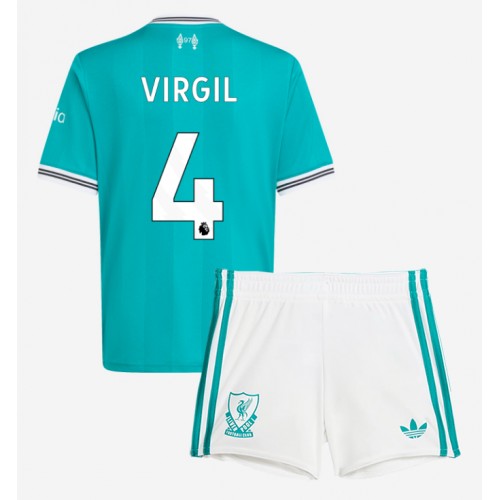 Stroje piłkarskie Liverpool Virgil van Dijk #4 Koszulka Trzeciej dla dzieci 2025-26 Krótki Rękaw (+ szorty)